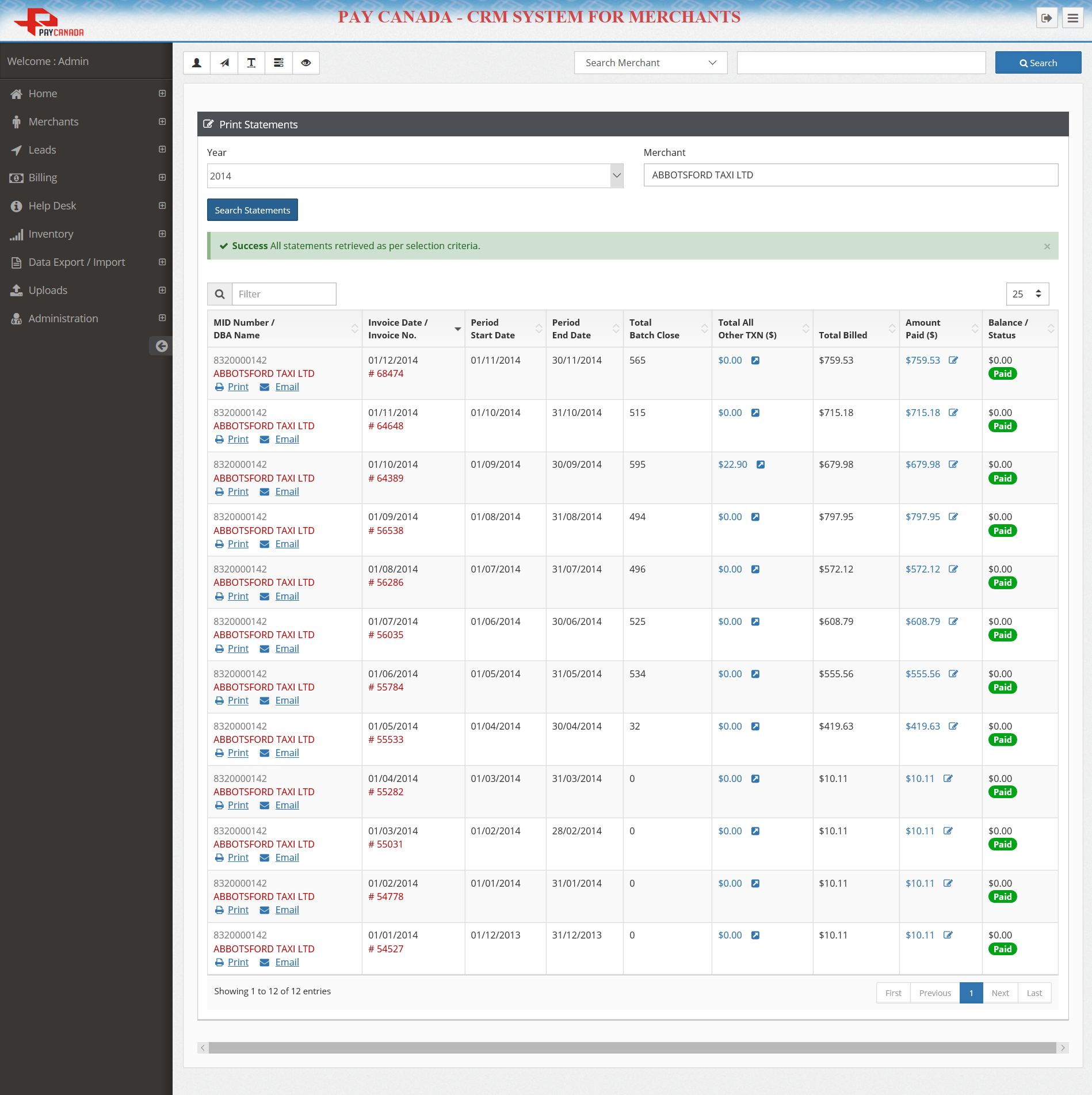 Merchant Accounting CRM